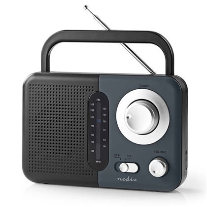 NEDIS RDFM1300GY, Φορητό ραδιόφωνο FM, σε μαύρο/γκρι χρώμα
